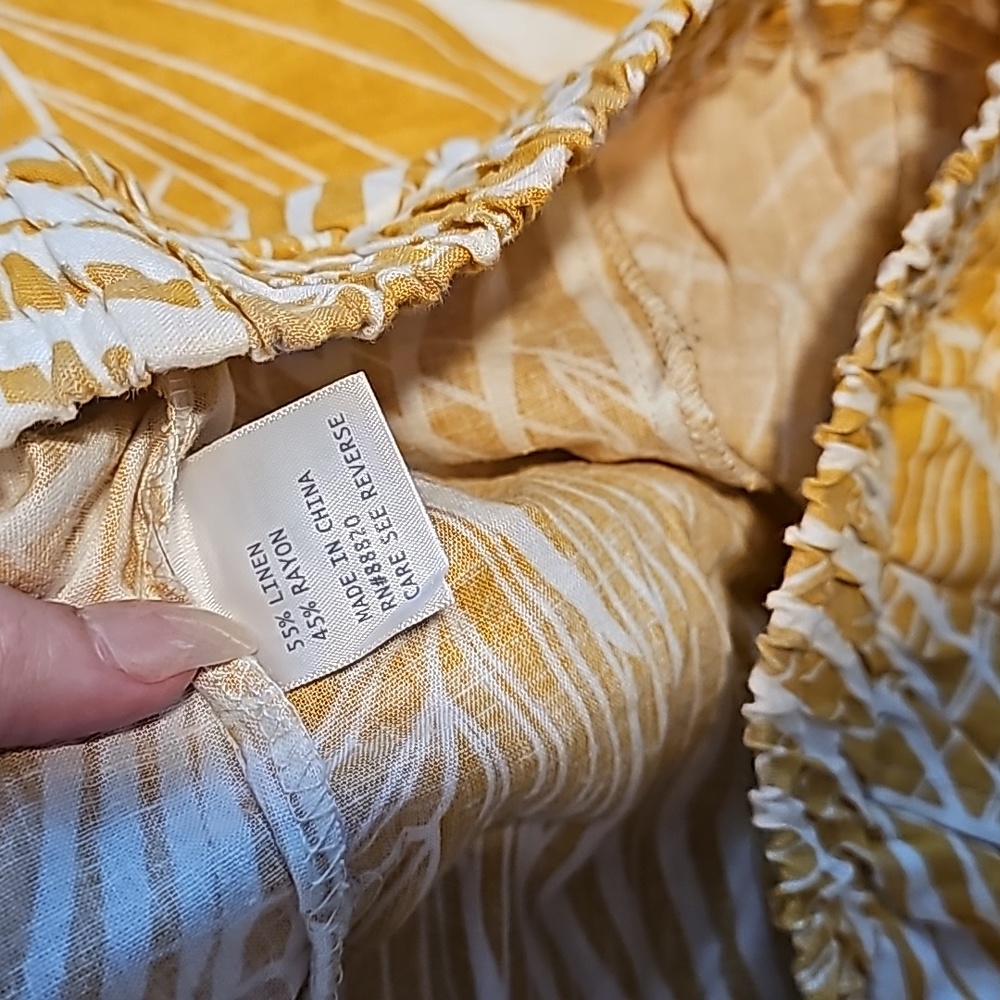 NWT Panarama Jack's Palm Print Yellow Linen Wide Legged Summer Pants - Picture 6 of 7